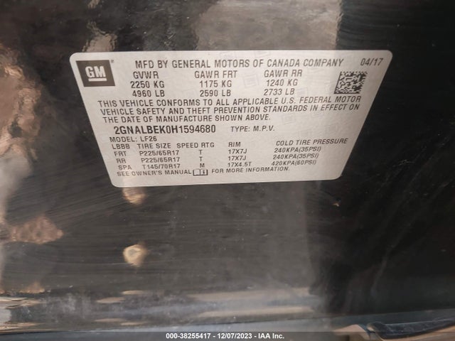 Chevrolet EQUINOX LS 2017 2GNALBEK0H1594680 Image 9