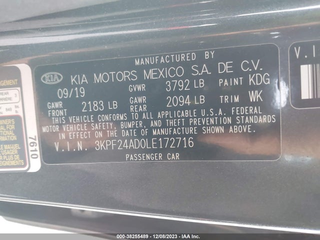KIA Forte Lxs 2020 3KPF24AD0LE172716 Image 9