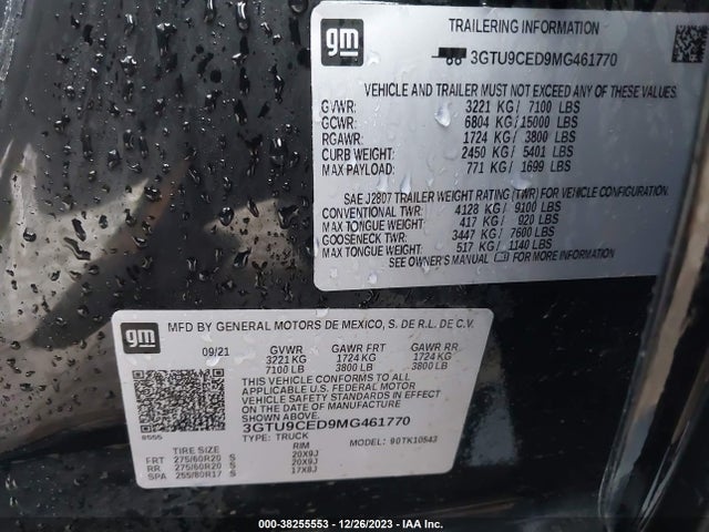 GMC Sierra 1500 4wd  Short Box Elevation 2021 3GTU9CED9MG461770 Image 9