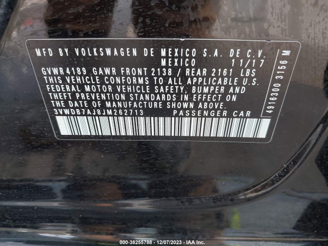 3VWDB7AJ8JM262713 Volkswagen Jetta 1.4t Se/1.4t Wolfsburg Edition