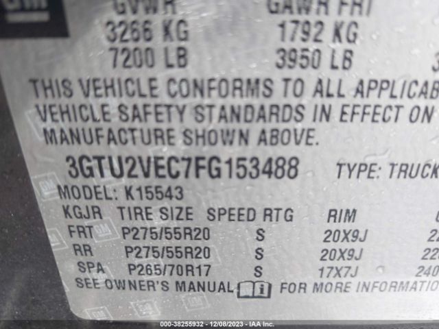 3GTU2VEC7FG153488 GMC Sierra 1500 Slt