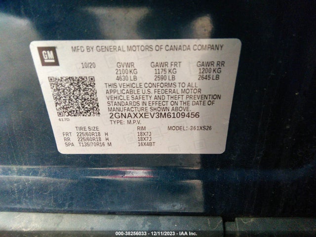 Chevrolet Equinox Awd Premier 2021 2GNAXXEV3M6109456 Image 9