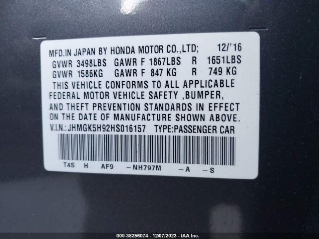 JHMGK5H92HS016157 Honda Fit Ex-l