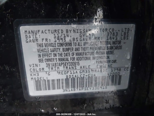 Nissan SENTRA S 2014 3N1AB7AP5EY330915 Image 9