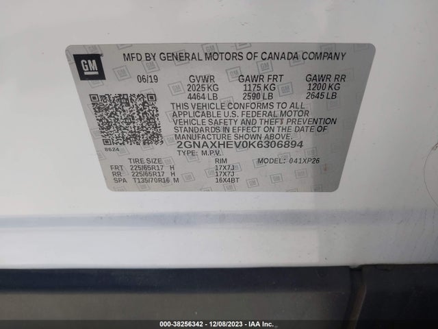 Chevrolet EQUINOX LS 2019 2GNAXHEV0K6306894 Image 9