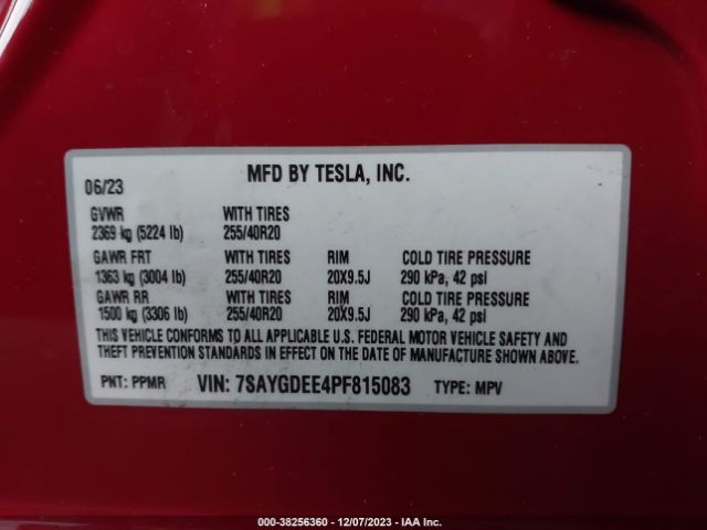 7SAYGDEE4PF815083 Tesla Model Y Awd/long Range Dual Motor All-wheel Drive