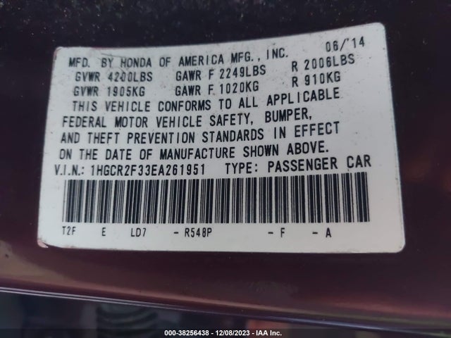 Honda Accord 2014 1HGCR2F33EA261951 Image 21