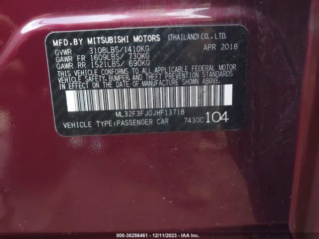 ML32F3FJ0JHF13718 Mitsubishi Mirage G4 Es
