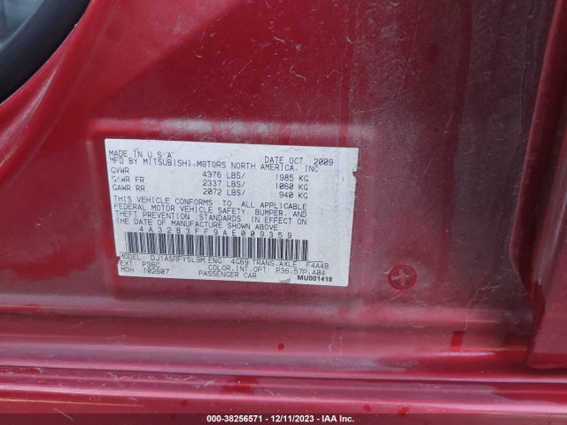 2010 MITSUBISHI GALANT 4A32B3FF9AE009359 Photo 8