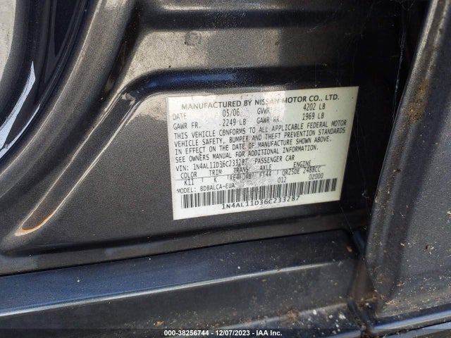 2006 NISSAN ALTIMA 2.5 S VIN: 1N4AL11D36C233287