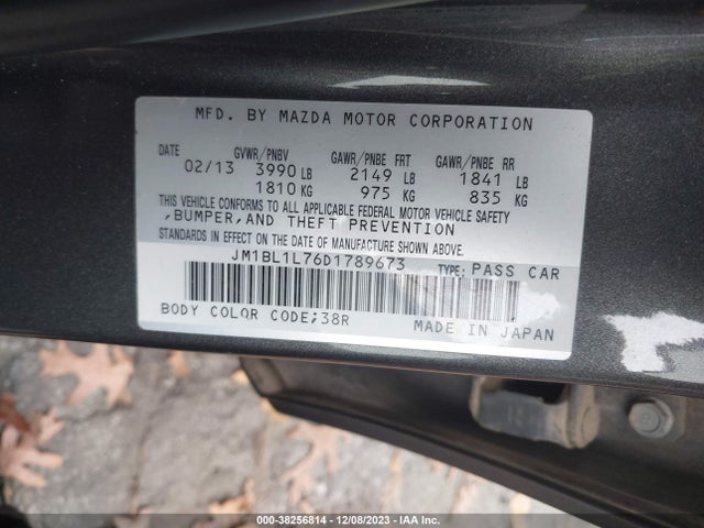 2013 MAZDA MAZDA3 I TOURING VIN: JM1BL1L76D1789673