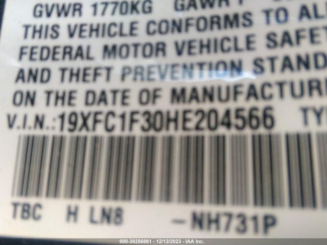 Honda Civic Ex-t 2017 19XFC1F30HE204566 Image 9