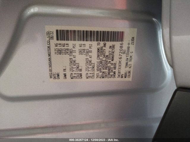 5N1BT3CB3PC672086 Nissan Rogue Sl Intelligent Awd