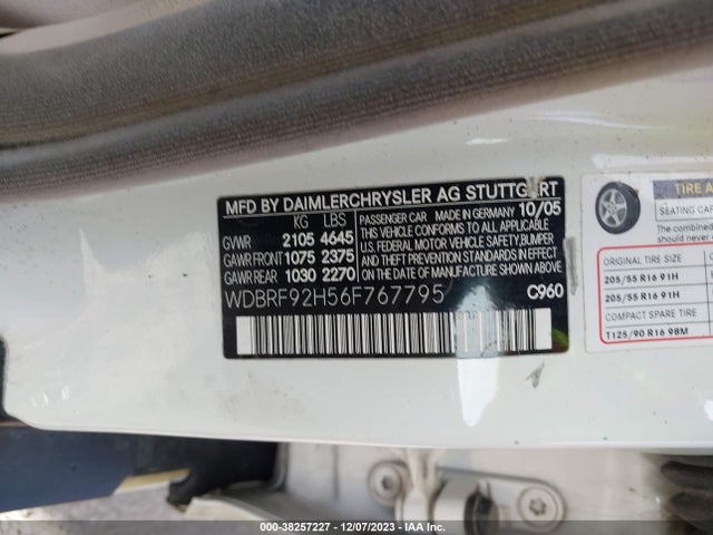 2006 MERCEDES-BENZ C-CLASS WDBRF92H56F767795 Photo 8