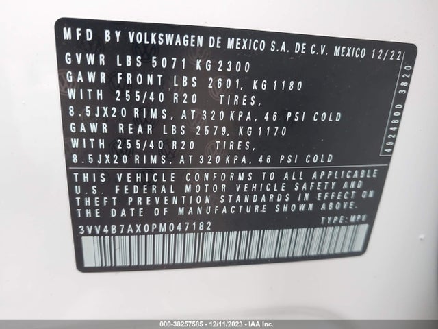 3VV4B7AX0PM047182 Volkswagen Tiguan 2.0t Sel R-line