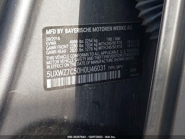 5UXWZ7C50H0U46031 BMW X3 Sdrive28i