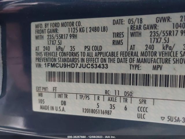 2018 FORD ESCAPE 1FMCU9HD7JUC53433 Photo 8