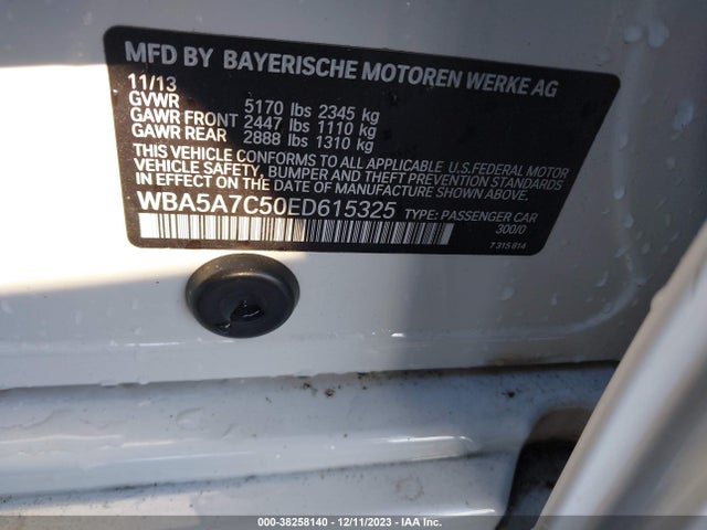 BMW 528i Xdrive 2014 WBA5A7C50ED615325 Image 9