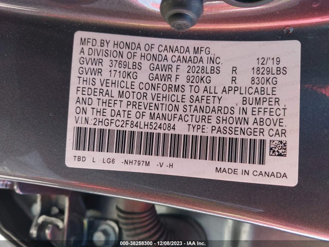 Honda Civic Sport 2020 2HGFC2F84LH524084 Image 9