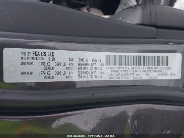1C4RDJDG4KC525735 Dodge Durango Gt Plus Awd