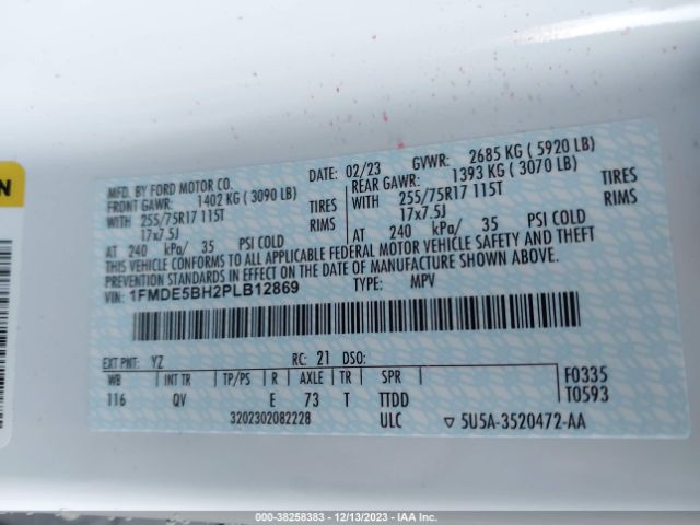 2023 FORD BRONCO 1FMDE5BH2PLB12869 Photo 8