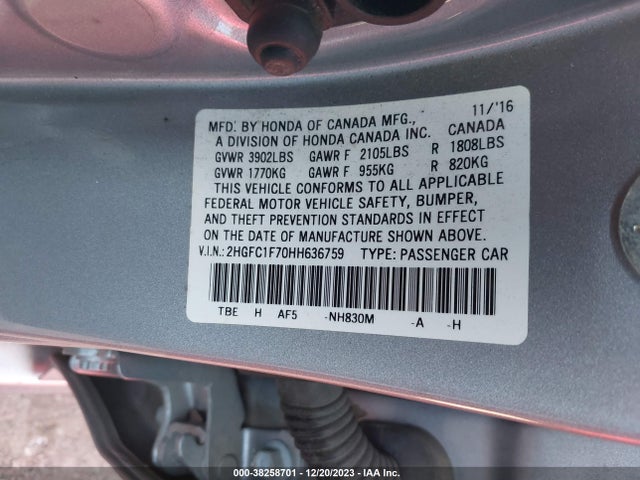 Honda Civic Ex-l 2017 2HGFC1F70HH636759 Image 9