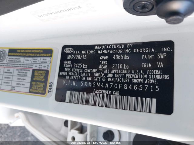 5XXGM4A70FG465715 KIA Optima Lx