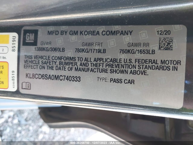 Chevrolet Spark Fwd 1lt Automatic 2021 KL8CD6SA0MC740333 Image 9