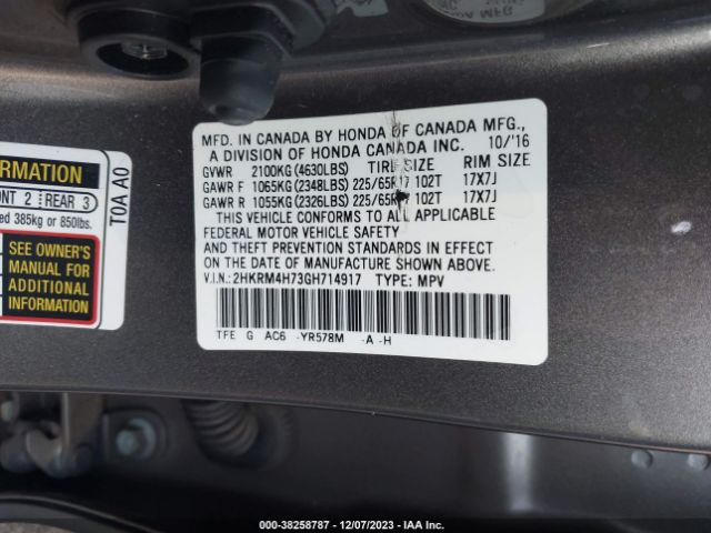 2HKRM4H73GH714917 Honda Cr-v Ex-l