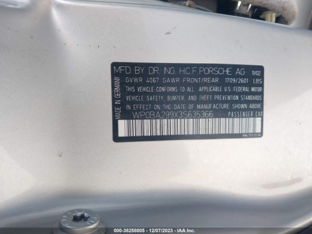 2003 PORSCHE 911 CARRERA WP0BA299X3S635366 Photo 8