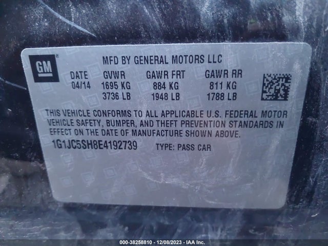 Chevrolet Sonic Lt Auto 2014 1G1JC5SH8E4192739 Image 9