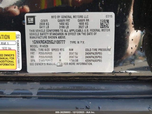 Chevrolet Traverse 1lt 2016 1GNKRGKD5GJ108777 Image 9