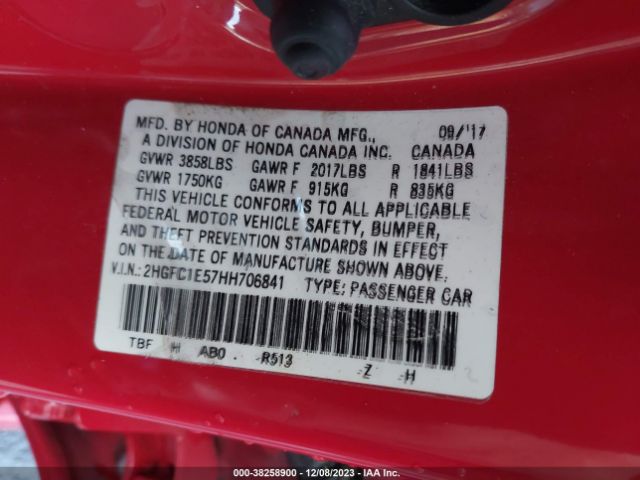 2HGFC1E57HH706841 Honda CIVIC SI
