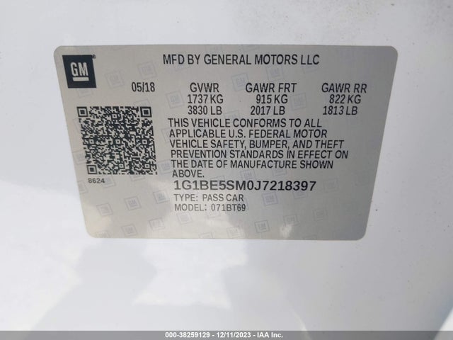Chevrolet Cruze Lt Auto 2018 1G1BE5SM0J7218397 Image 9