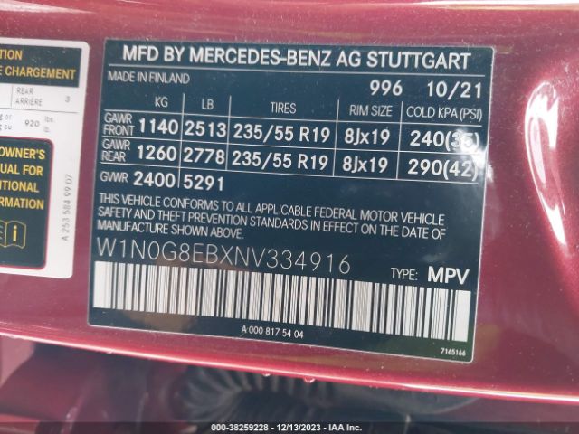 2022 MERCEDES-BENZ GLC 300 W1N0G8EBXNV334916 Photo 8