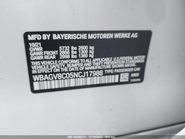 WBAGV8C05NCJ17988 BMW M850i Gtan Coupe Xdrive