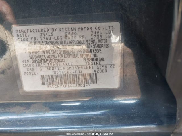 3N1CN7AP1GL820347 Nissan Versa 1.6 S/1.6 S+/1.6 Sl/1.6 Sv