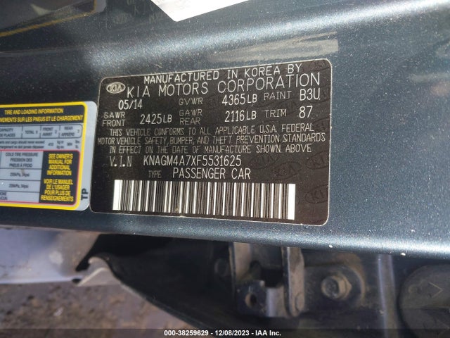 KIA Optima Lx 2015 KNAGM4A7XF5531625 Image 9