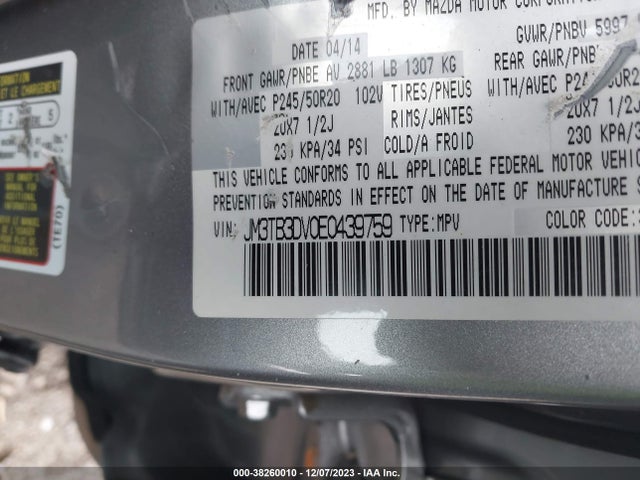 JM3TB3DV0E0439759 Mazda Cx-9 Grand Touring