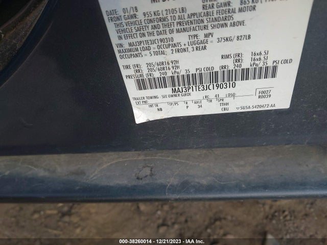 MAJ3P1TE3JC190310 Ford Ecosport Se