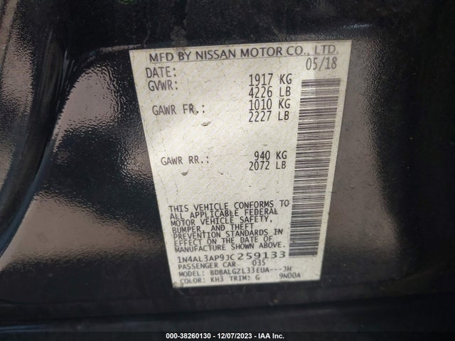 Nissan Altima 2.5 S 2018 1N4AL3AP9JC259133 Image 9