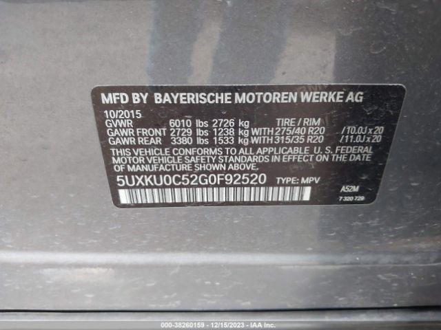5UXKU0C52G0F92520 BMW X6 Sdrive35i