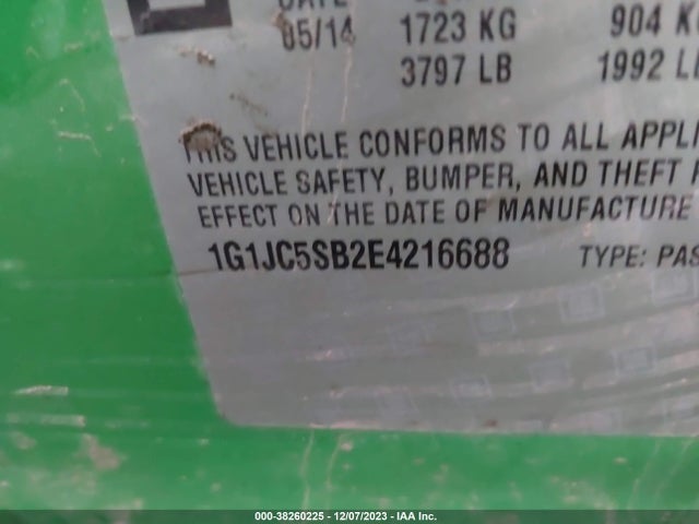 Chevrolet Sonic Lt Auto 2014 1G1JC5SB2E4216688 Image 9
