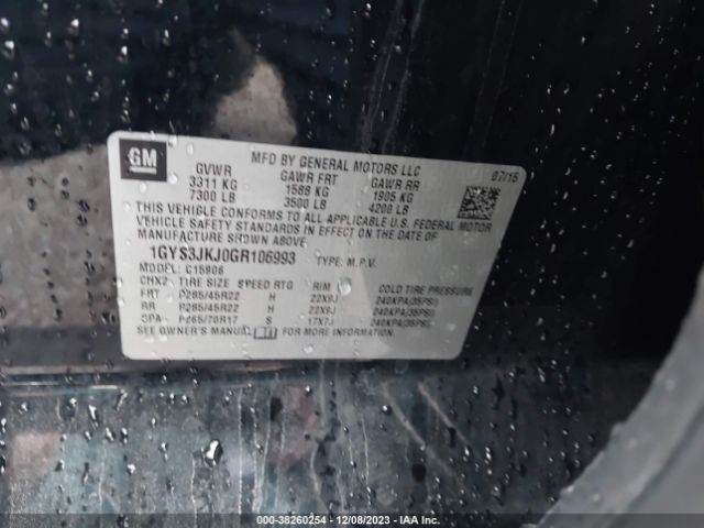 1GYS3JKJ0GR106993 Cadillac Escalade Esv Premium Collection