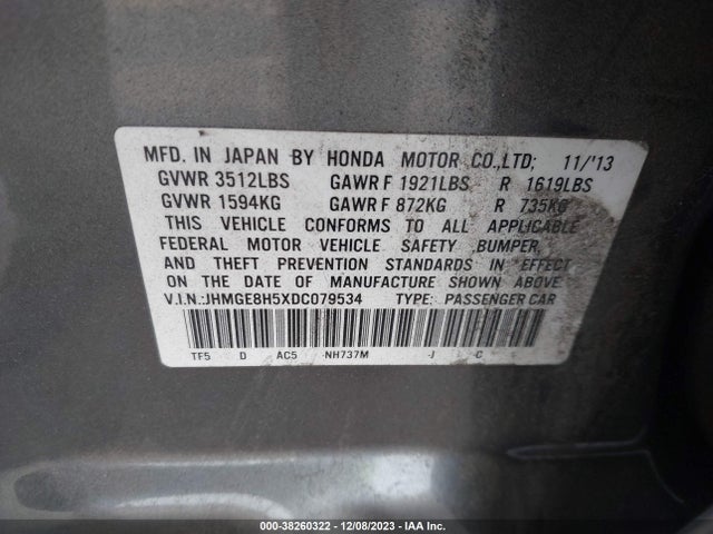 2013 HONDA FIT SPORT VIN: JHMGE8H5XDC079534