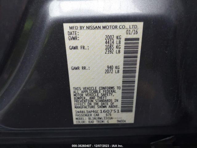 1N4BL3AP4GC160751 Nissan Altima 3.5 Sl/3.5 Sr