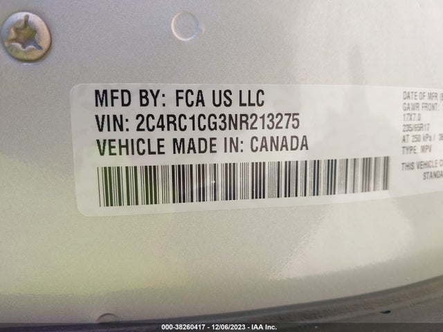 2022 CHRYSLER VOYAGER LX VIN: 2C4RC1CG3NR213275