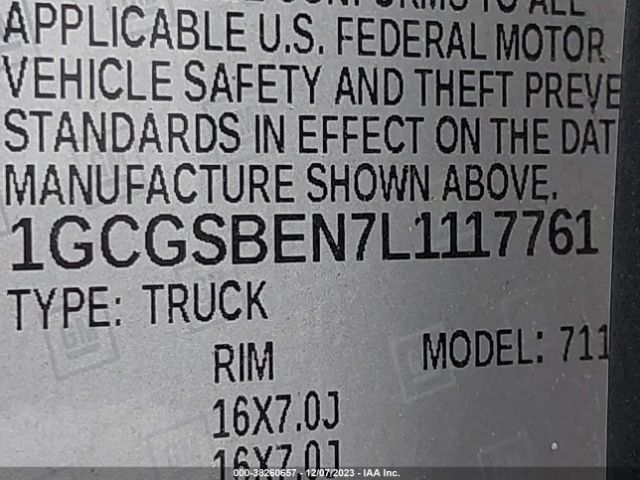 1GCGSBEN7L1117761 Chevrolet Colorado 2wd Work Truck