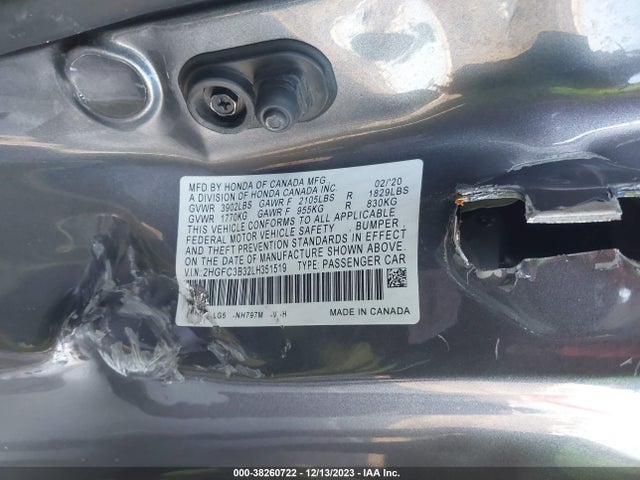 Honda CIVIC EX 2020 2HGFC3B32LH351519 Image 9