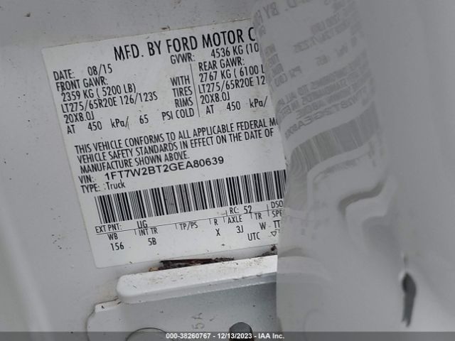 1FT7W2BT2GEA80639 Ford F-250 Lariat